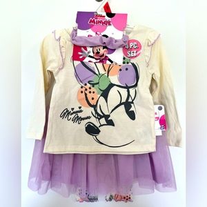 Disney Minnie Mouse 4pc Set. Shirt, Pants, Tulle Ballet Skirt, Headband Girl 18m